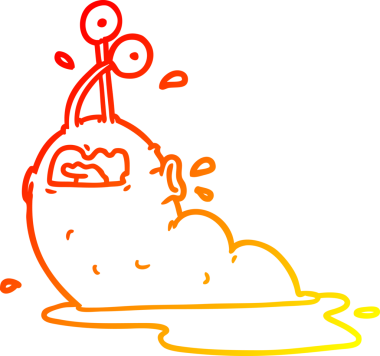 Bir insan tarafından çizilmiş iğrenç bir karikatür sümüklü böceğinin sıcak çizgi çizimi