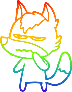 Gökkuşağı gradyan çizgi çizimi Bir insan tarafından çizilmiş rahatsız kurt