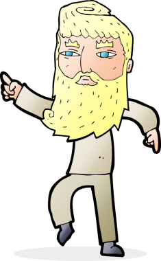 Çizgi filmdeki sakallı adam bir insan tarafından çizilmiş.