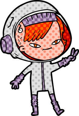 Bir insan tarafından çizilmiş astronot kadın.