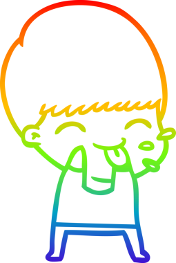 gökkuşağı gradyan çizgi çizimi bir insan tarafından çizilmiş ahududu üfleyen çizgi film çocuğu