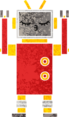 Bir insan tarafından çizilmiş bir robotun retro çizim tarzı karikatürü