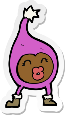 Bir insan tarafından çizilmiş komik bir yaratığın çıkartması.