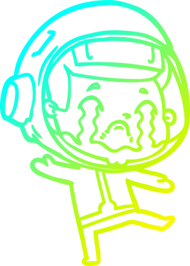 Bir insan tarafından çizilmiş ağlayan astronot çizgi filmi.