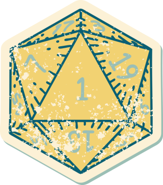 Retro Dövme Biçimi Doğal 1D20 zar bir insan tarafından çizildi