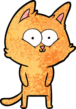 Bir insan tarafından çizilmiş çizgi film kedisi.