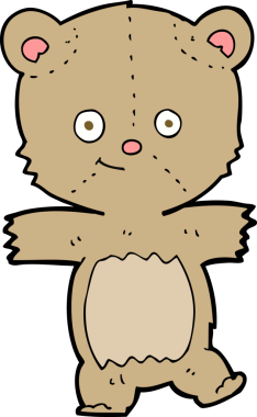 Bir insan tarafından çizilmiş komik oyuncak ayı.