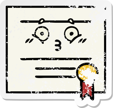 Bir insan tarafından çizilmiş şirin bir karikatür mezuniyet diplomasının sıkıntılı çıkartması.