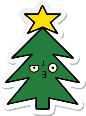 Bir insan tarafından çizilmiş şirin bir noel ağacının çıkartması.