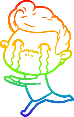 Gökkuşağı gradyan çizimi bir insan tarafından çizilmiş ağlayan bir karikatür adamı çiziyor.