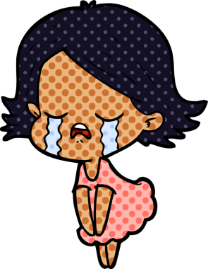 Bir insan tarafından çizilmiş ağlayan çizgi film kızı.