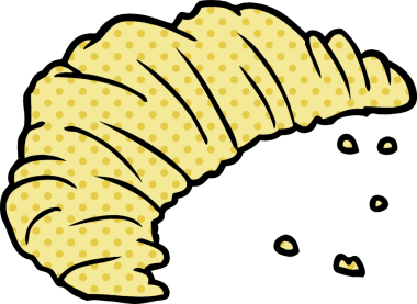 Bir insan tarafından çizilmiş kruvasan çizgi filmi.