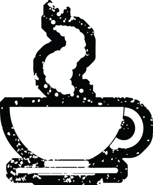 Bir insan tarafından çizilmiş sıcak bir fincan kahvenin temsili.