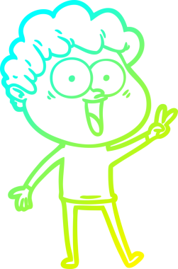 Bir insan tarafından çizilmiş mutlu bir adamın soğuk çizgi çizimi.