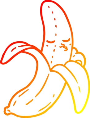 Bir insan tarafından çizilmiş bir muzun sıcak çizgi çizimi