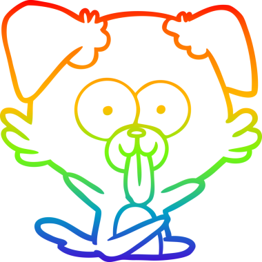 Bir insan tarafından çizilmiş dilli çizgi film köpeğinin çizimi.