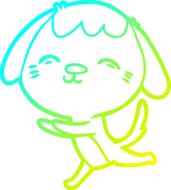 Bir insan tarafından çizilmiş mutlu çizgi film köpeğinin soğuk gradyan çizimi