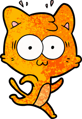 Çizgi film bir insan tarafından çizilmiş sürpriz kedi.