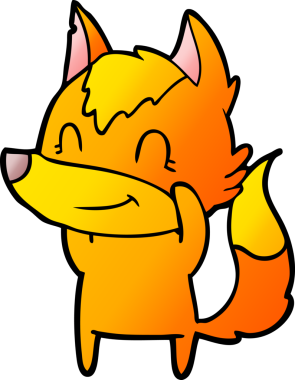 Bir insan tarafından çizilmiş tilki çizgi film karakteri