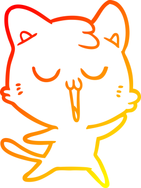 Bir insan tarafından çizilmiş çizgi film kedisinin sıcak çizgi çizimi