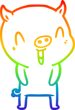 gökkuşağı gradyan çizimi mutlu çizgi domuz çizimi bir insan tarafından çizilmiş