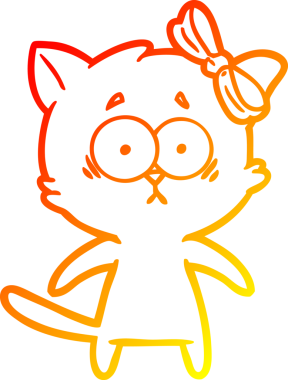 Bir insan tarafından çizilmiş çizgi film kedisinin sıcak çizgi çizimi