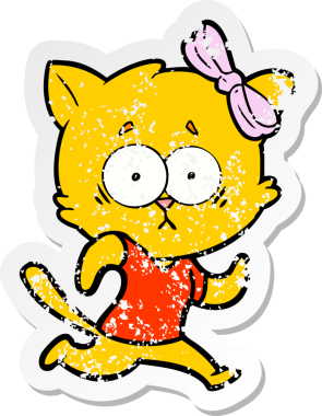 Bir insan tarafından çizilmiş karikatür bir kedinin sıkıntılı çıkartması.