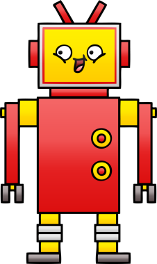 Bir insan tarafından çizilmiş bir robotun gölgelenmiş çizimi