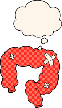 Çizgi roman tarzında bir insan tarafından çizilmiş düşünce baloncuklu çizgi roman kolonu.