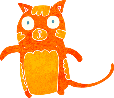 Bir insan tarafından çizilmiş çizgi film kedisi.