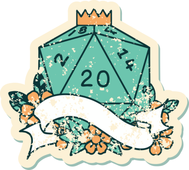 Retro Dövme Biçimi Doğal 20 D20 zar bir insan tarafından çizildi