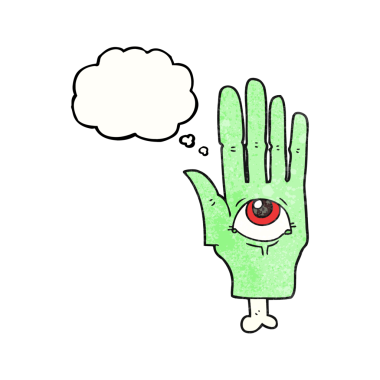 Serbest çizim düşünce baloncuğu desenli bir insan tarafından çizilmiş ürkünç göz çizimi.