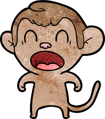 Bir insan tarafından çizilmiş bağıran çizgi maymun.