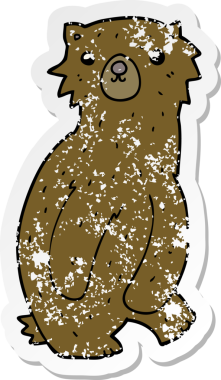 Bir insan tarafından çizilmiş karikatür ayısının sıkıntılı çıkartması.