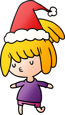 Bir insan tarafından çizilmiş Kawai kızının el çizimi gradyan çizgi filmi.