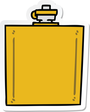 Bir insan tarafından çizilmiş garip bir el çizimi cep şişesi.