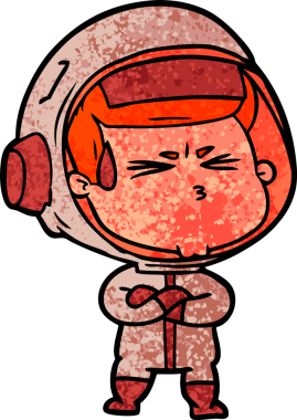 Çizgi film bir insan tarafından çizilmiş astronot.