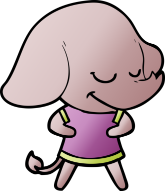 Bir insan tarafından çizilmiş gülümseyen bir fil.