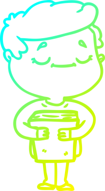 Bir insan tarafından çizilmiş kitabı taşıyan barışçıl bir adamın soğuk gradyan çizimi