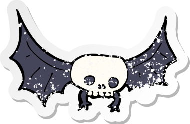 Bir insan tarafından çizilmiş ürkütücü kafataslı bir çizgi filmin gerilimli çıkartması.