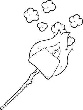 Bir insan tarafından çizilen çubuğa çizilmiş siyah beyaz çizgi film şekerlemesi.