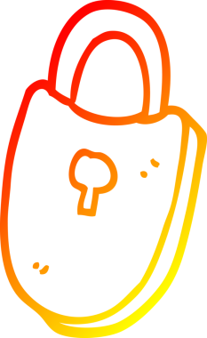 Bir insan tarafından çizilmiş karikatür hazine kilidi.