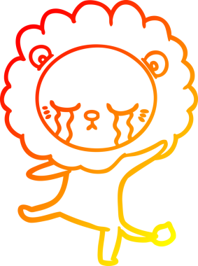 Bir insan tarafından çizilmiş, ağlayan bir aslanın sıcak çizgi çizgisi.