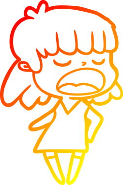 Bir insan tarafından yüksek sesle çizilmiş bir çizgi film kadını çizimi.