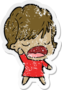 Bir insan tarafından çizilmiş karikatür kadının sıkıntılı çıkartması.