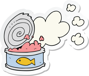 Bir insan tarafından çizilmiş kokuşmuş balık konservesi.