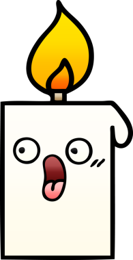 Bir insan tarafından çizilmiş yanan bir mumun gölgeli karikatürü.