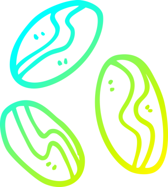 Bir insan tarafından çizilmiş kahve çekirdeklerinin soğuk gradyan çizimi.