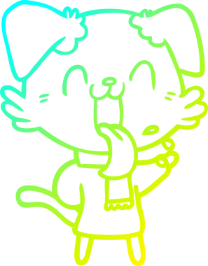 Bir insan tarafından çizilmiş soluyan bir köpeğin soğuk eğimli çizgisi.