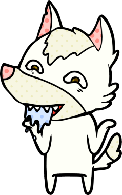 Bir insan tarafından çizilmiş aç kurt çizgi filmi.